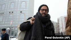 Kirill Serebrennikov arrives at a court for hearings in Moscow on December 3