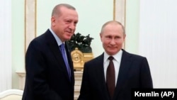 Turski predsednik Recep Tayyip Erdogan (Redžep Tajip Erdoan) i ruski predsednik Vladimir Putin, tokom njihovog sastanka u Kremlju u Moskvi, 5. marta 2020. godine