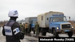 An OSCE observer in the Luhansk region of Ukraine on December 12