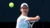 Serbian tennis star Novak Djokovic practices ahead of the Australian Open.