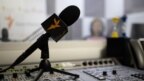 UKRAINE -- Radio Svoboda rfer microphone in studio, 2021