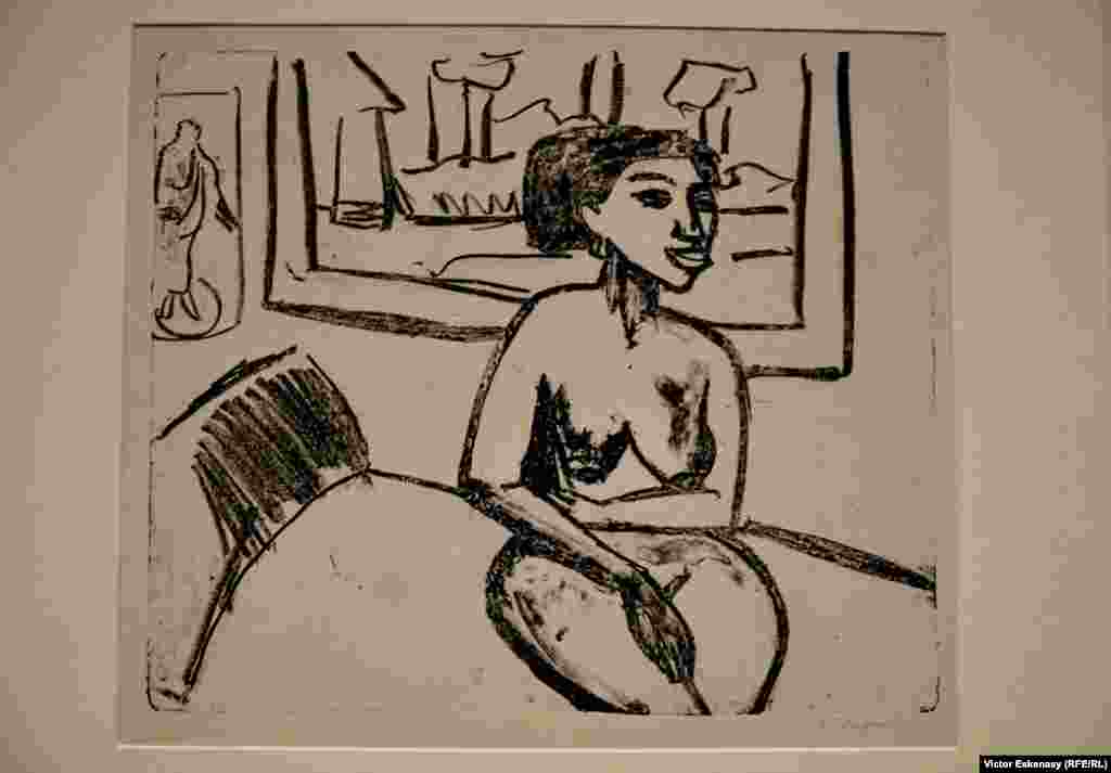 Ernst Ludwig Kirchner, Negresă așezată pe pat, 1911, Bundeskunsthalle, Bonn