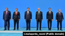 The leaders of Tajikistan, Kyrgyzstan, China, Kazakhstan, Turkmenistan, and Uzbekistan attend the second China–Central Asia Summit in Astana, Kazakhstan, on June 17, 2025.