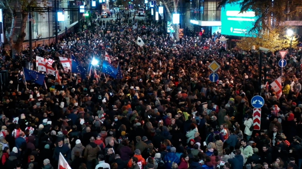 Georgians Demonstrate In Tbilisi Following A Violent Police Crackdown