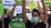 Armenia -- Iranian opposition supporters demonstrate outside the Iranian embassy in Yerevan on June 16, 2009.