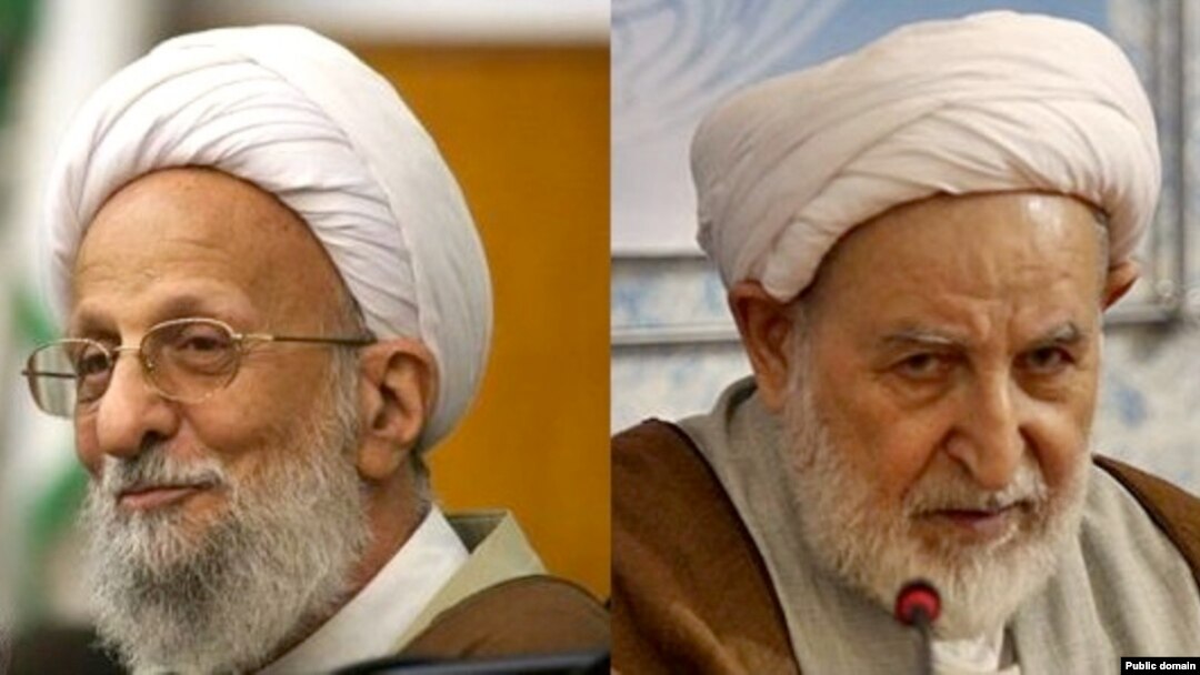 محمد یزدی (راست) و محمد تقی مصباح یزدی