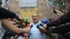 Armenia - Nikol Pashinian, an opposition mayoral candidate, speaks to reporters outside a polling station in Yerevan, 14May2017.