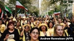 A rally sponsored by Iranian opposition groups outside the United Nations in New York in 2015.