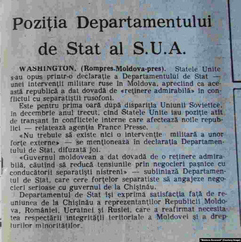 &quot;Moldova Suverană&quot;, 3 aprilie 1992