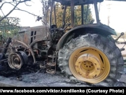 Пошкоджена внаслідок дронової атаки сільгосптехніка