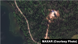 A satellite image provided by Maxar Technologies shows an air defense system installed Russian President Vladimir Putin's residence in Valdai.