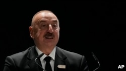 Azerbaijan - Azerbaijani President Ilham Aliyev speaks at the COP29 U.N. Climate Summit in Baku, November 13, 2024.