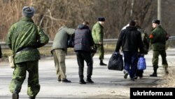 A file photo of a prisoner exchange between Ukraine and Russia-backed separatists in 2016. 