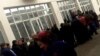 Turkmenistan. Queue for the fruits vegetables on the market in Balkan province. December 2018