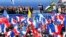 Митинг праворадикального Национального фронта в Париже. Выступает лидер НФ - Марин Ле Пен