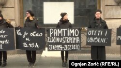 Activists in downtown Belgrade commemorating the 1993 killings. 