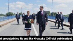 Kolinda Grabar Kitarović i Aleksandar Vučić, susret na Dunavu, 20. jun 2016.