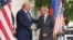 US President Donald Trump and Armenian Prime Minister Nikol Pashinian shake hands. (file photo)