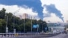 Smoke billows after drone attacks in Podolsk in Russia's Moscow Region on July 20.  