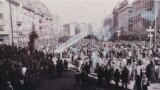 Romania. Opera Square viewed from the Orthodox Cathedral in December 1989