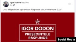 Președintele în exercițiu Igor Dodon revine, pe Facebook, la sigla socialistilor, 20 noiembrie 2020