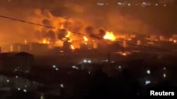 Пожар в морском порту Туапсе после удара дронов 20 апреля года