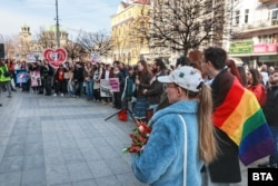 Протестът по повод 8 март пред Съдебната палата в София