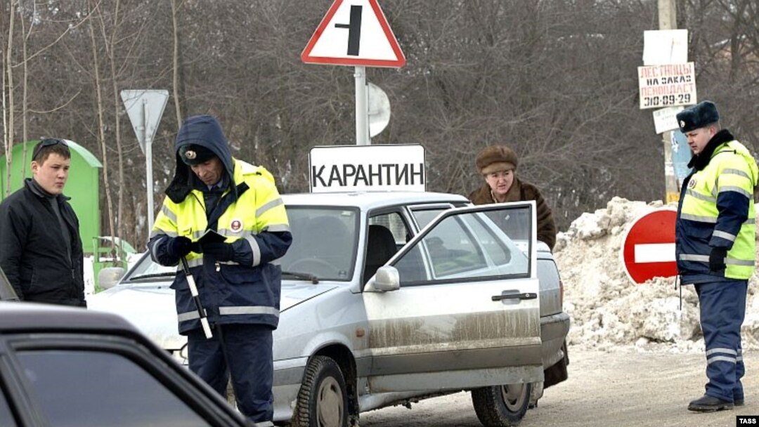 Въезд и выезд из села Павловского в Домодедовском районе Подмосковья, где были зафиксированы случаи птичьего гриппа, контролируется дорожно-патрульной службой
