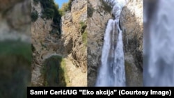 Zaštićeni vodopad Blihe kod Sanskog Mosta, lijevo je fotografija kada je presušio 11. avgusta.