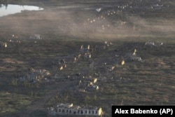 A street on the ruined village of Klishchiyivka, near where Vladyslav and his team held a position in a basement for two months in the summer of 2024