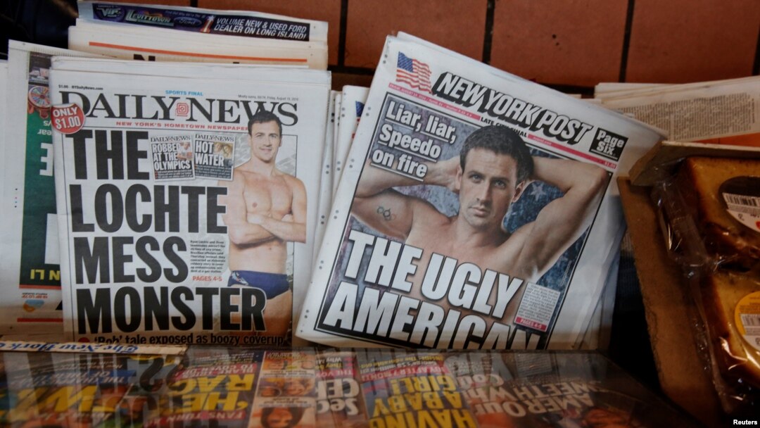 Američke novine sa Rajan Lohtijem na naslovnoj strani
