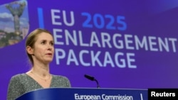Potpredsjednica Evropske komisije Kaja Kallas na predstavljaju godišnjeg paketa proširenja EU, Brisel, 4. novembra 2025.