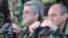 Nagorno-Karabakh - Armenian President Serzh Sarkisian (L) watches military exercises in Nagorno-Karabakh.