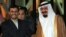 Saudi King Abdullah bin Abdul Aziz al-Saud (right) greets Iranian President Mahmud Ahmadinejad in Riyadh in November 2007.