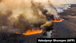 Yong‘inlar ixotalangan va hech kim yashamaydigan hududda 3 aprelda boshlanib, atrofdagi o‘rmonlarga tarqalgan edi. Surat 10 aprelda olingan. (2020 yil) 