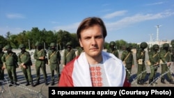Віталь Алексяёнак падчас пратэстаў ў 2020 годзе. Архіўнае фота