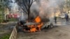 Ukrainian rescue workers attend to the aftermath of a Russian attack on Kramatorsk in the Donetsk region on May 5. 