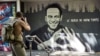 A portrait of Aleksei Navalny by Swiss artists Julien Baro & Lud was displayed in Geneva ahead of the June 16 summit there between U.S. President Joe Biden and Russian President Vladimir Putin. 