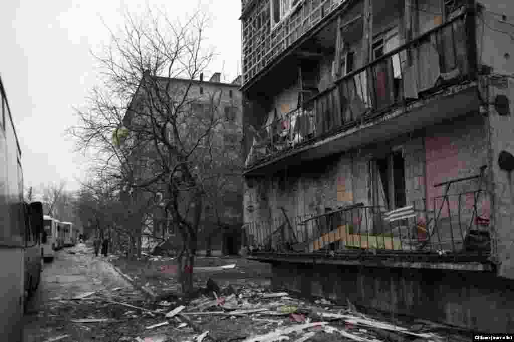 Debaltsevo township, Donetsk region, Ukrain. The territory is under ukranian control. The line of buses from DNR side to evacuate people from Debaltsevo to Donetsk. Returned almost empty because most of the people wanted to move to Slavyansk, which is un