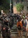 BELGRADE SERBIA police cordons at a protest