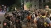 BELGRADE SERBIA police cordons at a protest