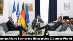 Elmedin Konaković, ministar inostranih poslova BiH sa Benjaminom Haddadom i Guntherom Krichbaumom tokom posjete Sarajevu, 2. juni 2026.