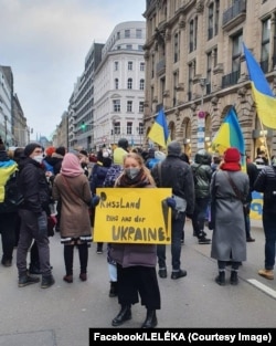 Вікторія під час протету на підтримку України у Німеччині