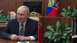 Președintele rus Vladimir Putin este fotografiat în biroul său de la Kremlin. Caseta inserată prezintă aglaonema, sau planta chinezească veșnic verde, care este de asemenea vizibilă lângă steagul din spatele său.