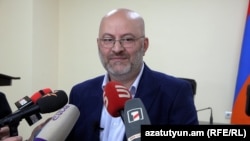 Armenia - Shirak Governor Davit Arushanian answers questions from journalists, Gyumri, December 23, 2025.