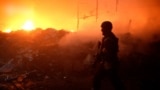 Ukraine - aftermath of Russian drone strike on Sumy - Ukrainian state emergency services video - screen grab