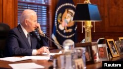 U.S. President Joe Biden speaks with Russian President Vladimir Putin on December 30.