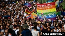 A budapesti Pride résztvevői 2021. július 24-én