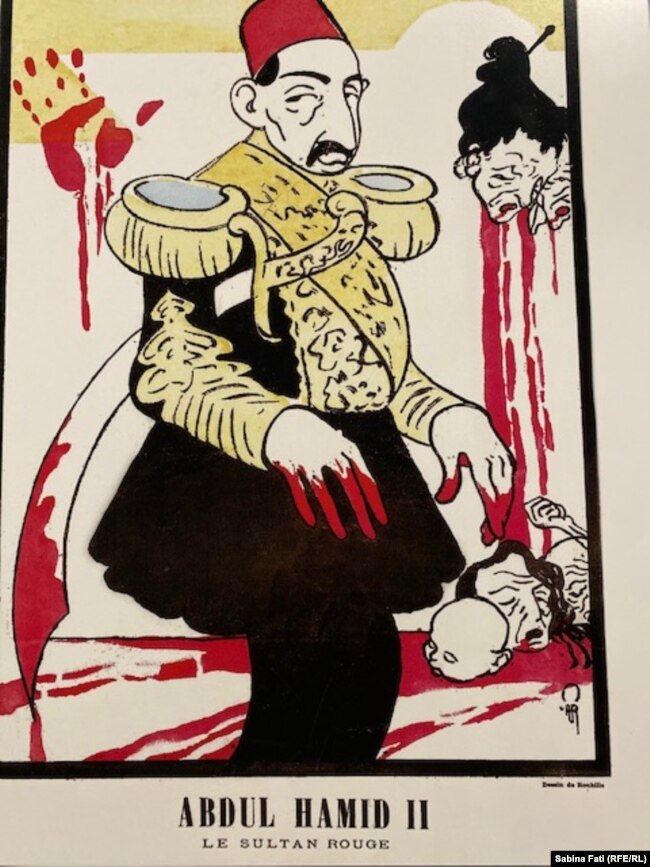 "Кровавый Абдул-Хамид". Карикатура, изображающая османского султана Абдул-Хамида II