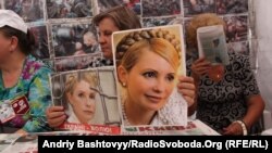 More than 100 people gathered in a tent camp in Kyiv on May 30 to mark 300 days since the jailing of opposition leader Yulia Tymoshenko.